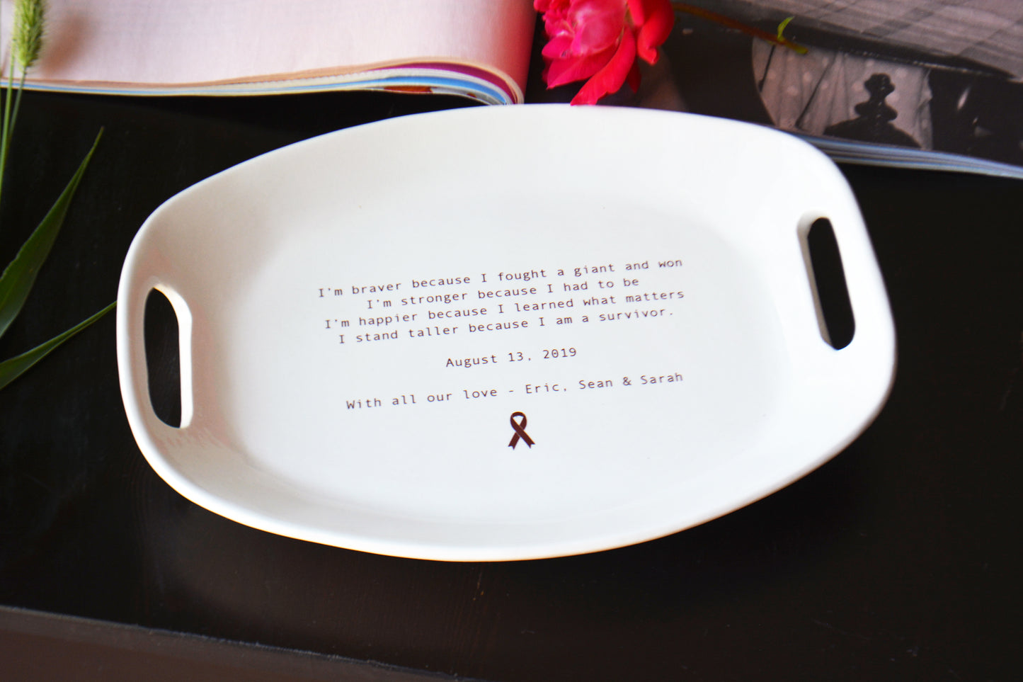 Personalized Cancer Survivor Trinket Dish - Chemotherapy Cancer Recovery Encouragement Gift for Friend, Remission Keepsake