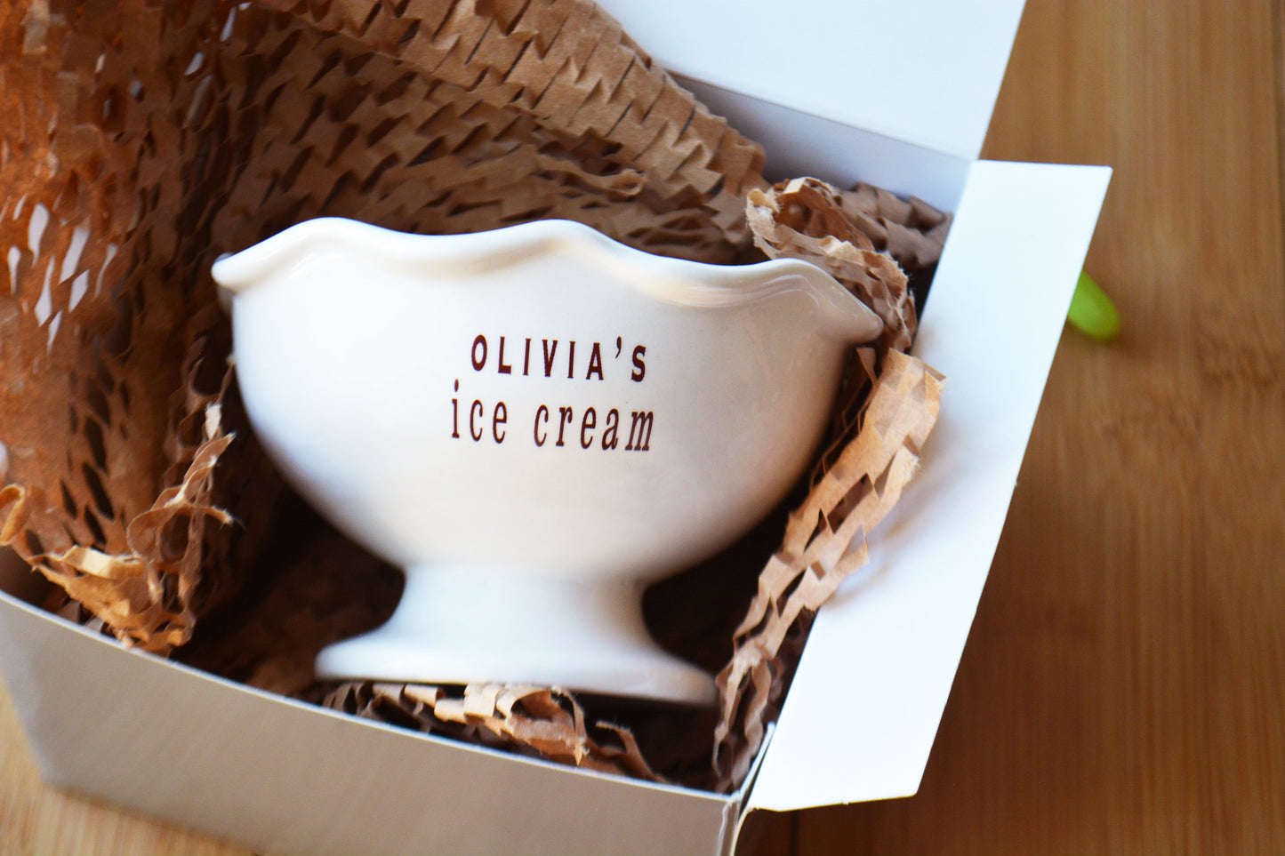 Personalized Ice Cream Sundae Bowl – Custom Ceramic Dessert Dish for Kids - Unique Birthday Gift for Granddaughter, Grandson, Niece or Nephew