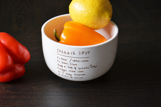 Custom Large Ceramic Soup Bowl with Engraved Handwritten Family Recipe