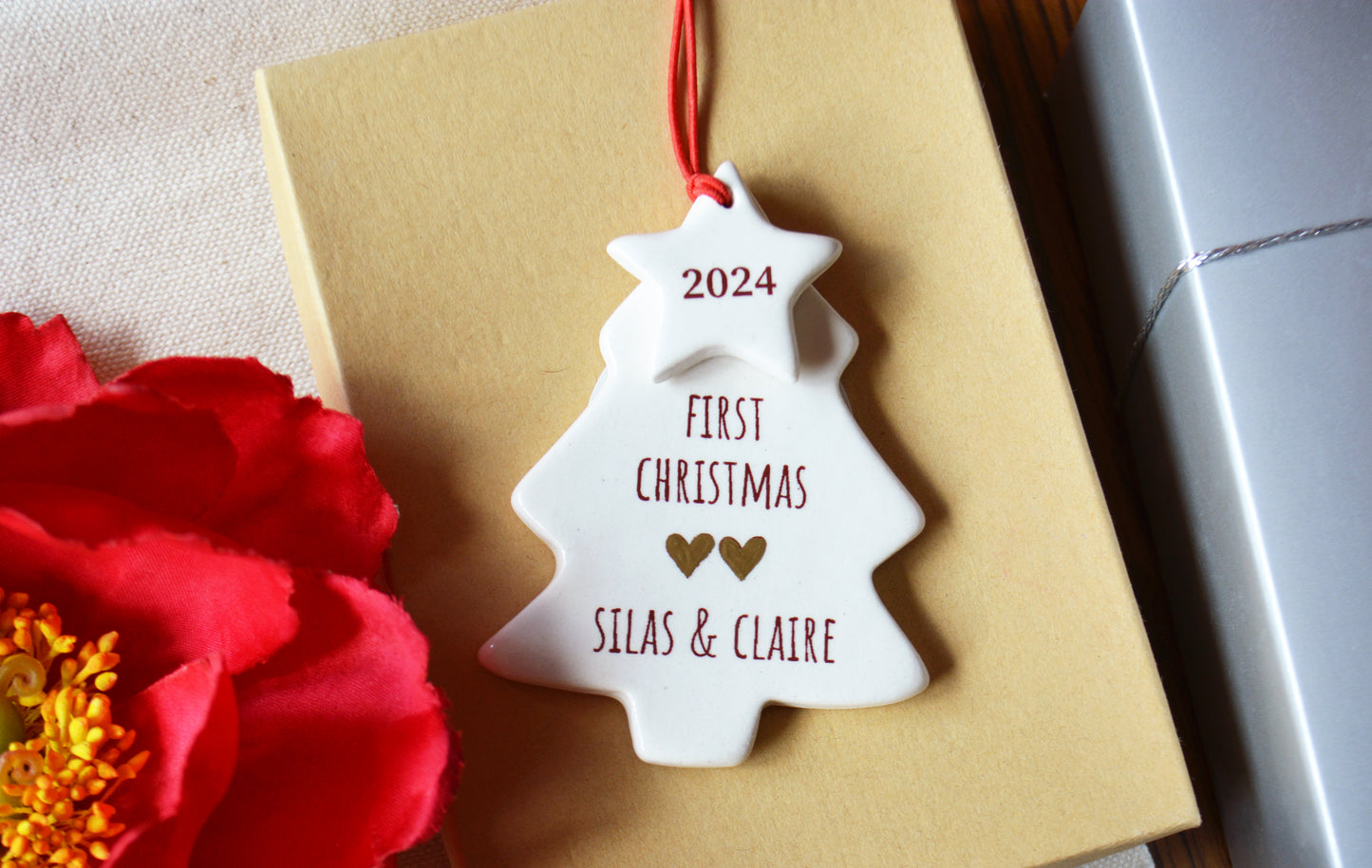 Personalized First Christmas Ornament for Twins - Welcome Home New Baby Gift