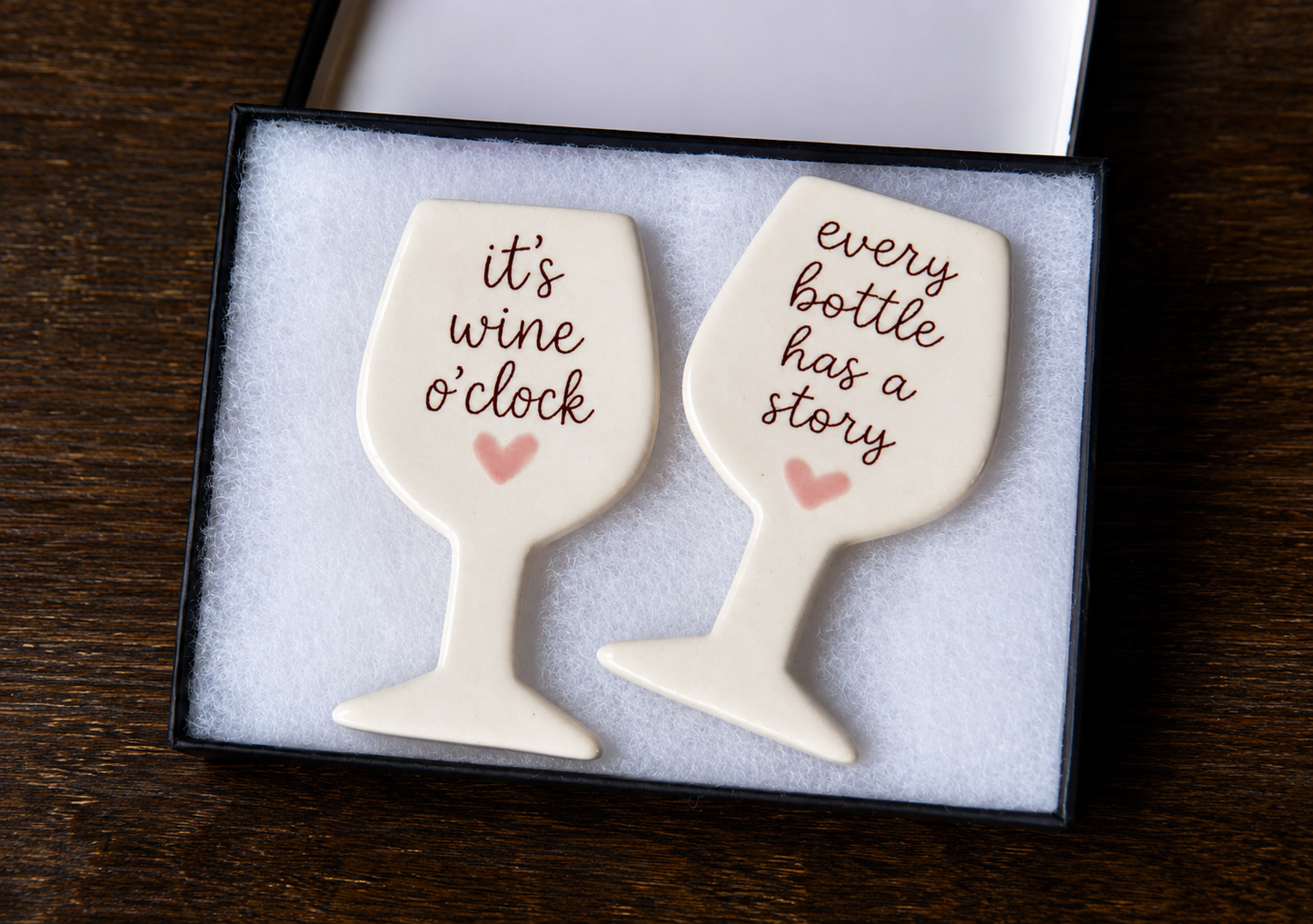 Wine Glass Fridge Magnet Set - Ceramic Wine Magnets - Funny Wine Lover Housewarming Gift