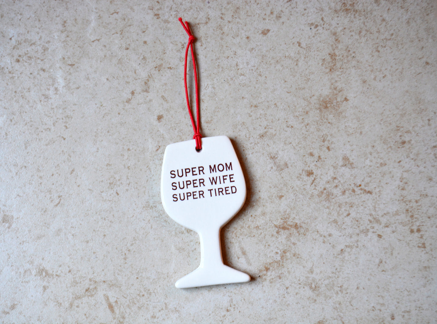 Ceramic Wine Glass Shaped Ornament - Unique Wine Lover Foodie Gift