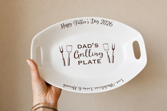 Personalized Father's Day BBQ Platter with Handles - Custom Dad Gift