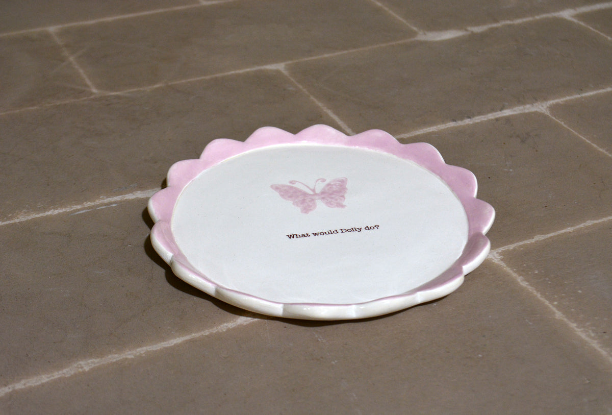 Personalized Inspirational Butterfly Quote Dish - Handmade Ceramic Nashville Inspired Catchall Dish, Rustic Pink