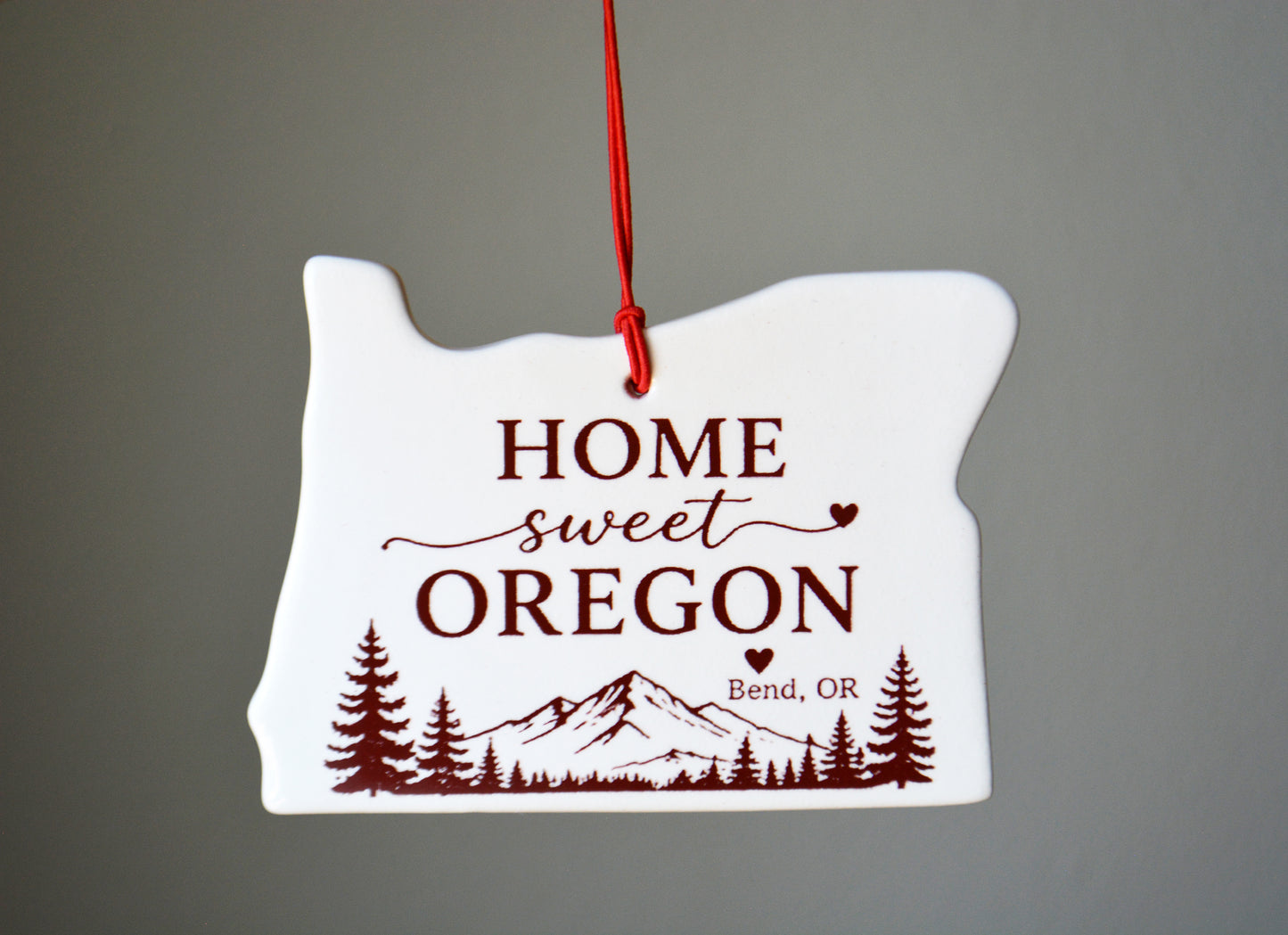Personalized Oregon Christmas Ornament, Handmade Ceramic State Keepsake, Realtor Wedding Engagement New Home Gift