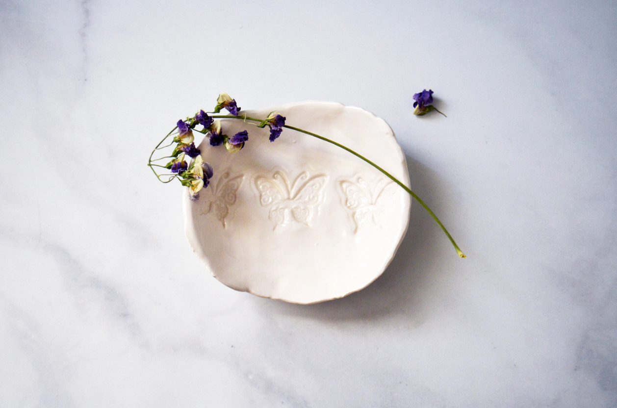 Handmade Butterfly Trinket Dish - Rustic Homegrown Jewelry Holder - Unique Friendship Gift