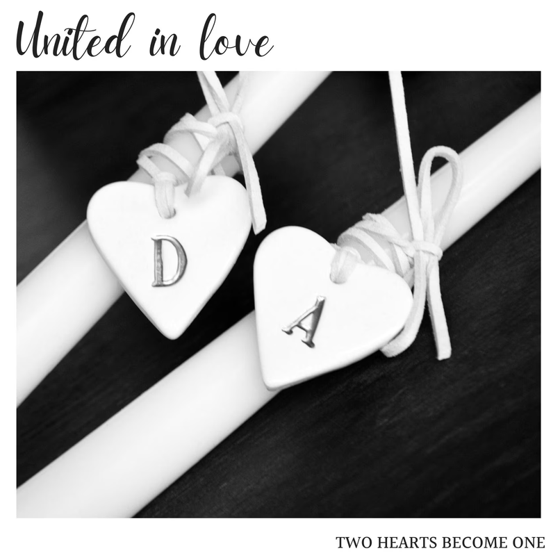 Two Hearts Become One Taper Unity Candles Personalized with Initials