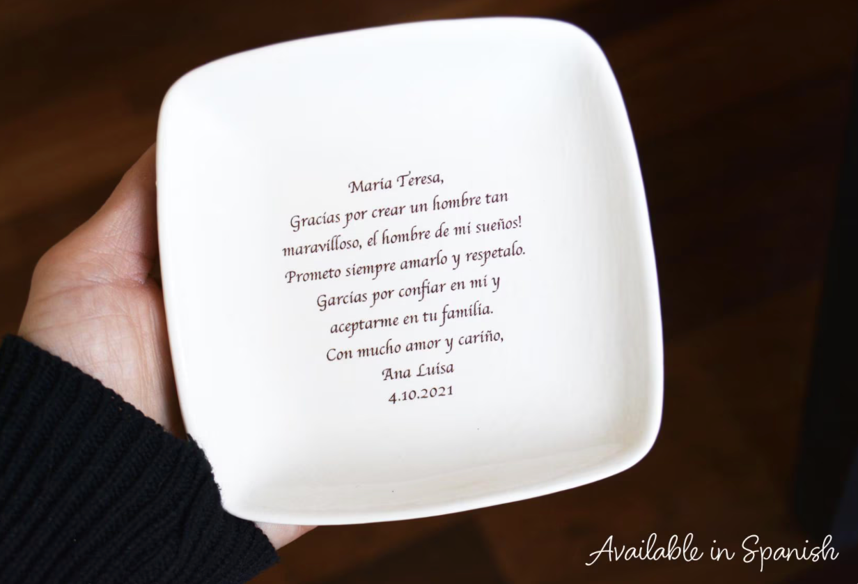 Personalized Ceramic Keepsake Dish with Custom Message - Wedding or Birthday Gift for Mom