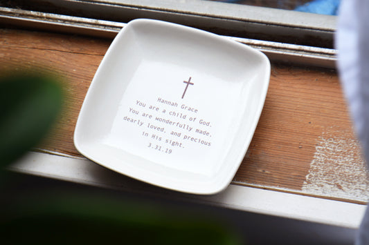 Child of God Personalized Ceramic Keepsake Dish - Baptism & Confirmation Christian Gift Psalm 139