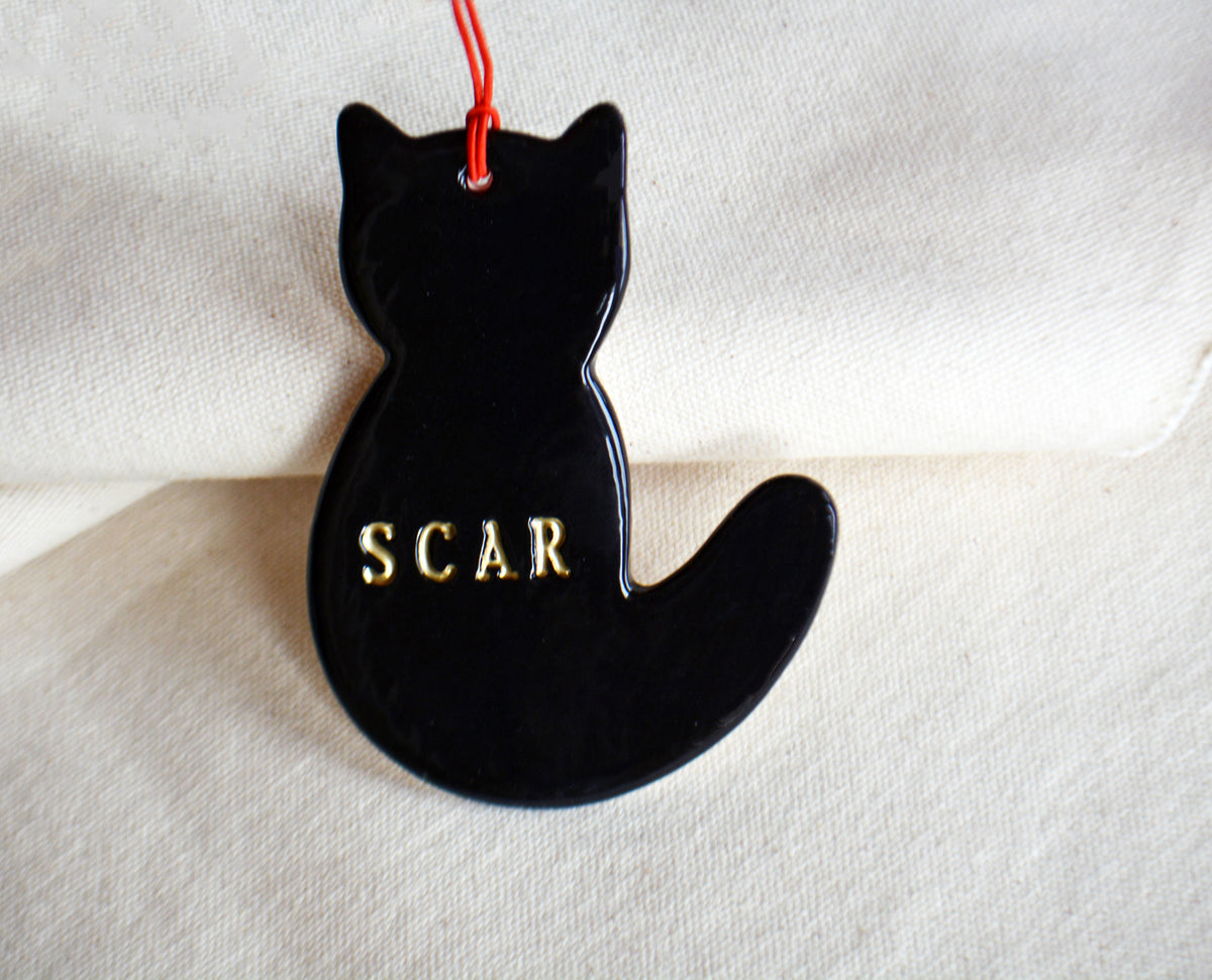 Personalized Black Cat Christmas Ornament - Custom Cat Lover Gift