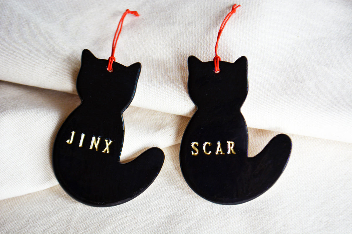 Personalized Black Cat Christmas Ornament - Custom Cat Lover Gift