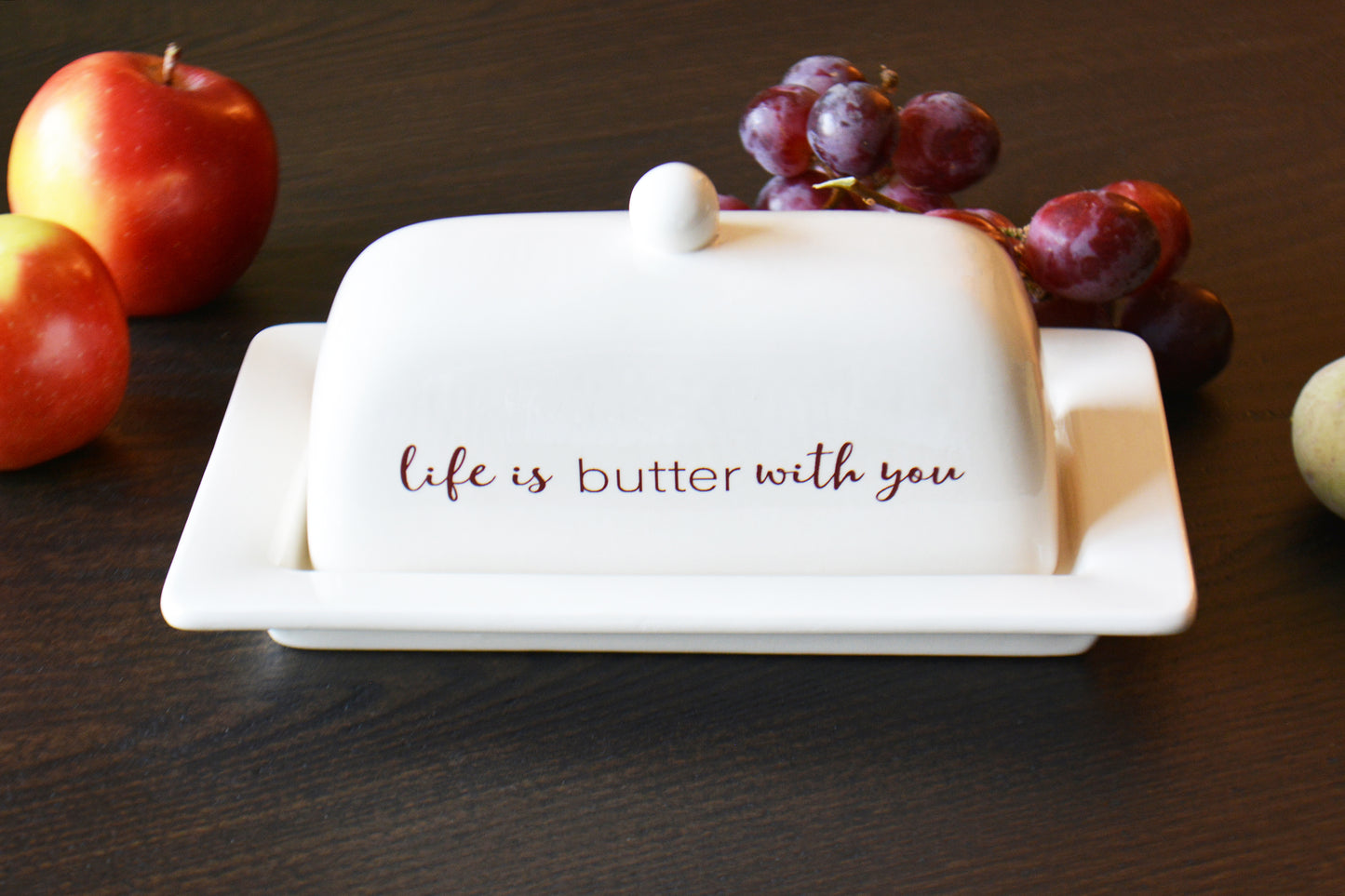 Personalized Ceramic Covered Butter Dish - Life Is Butter With You Wedding or Anniversary Gift