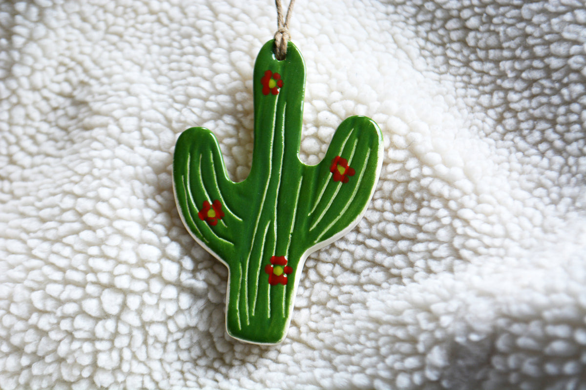 Ceramic Cactus Lover Christmas Ornament - Desert Christmas Tree Decor