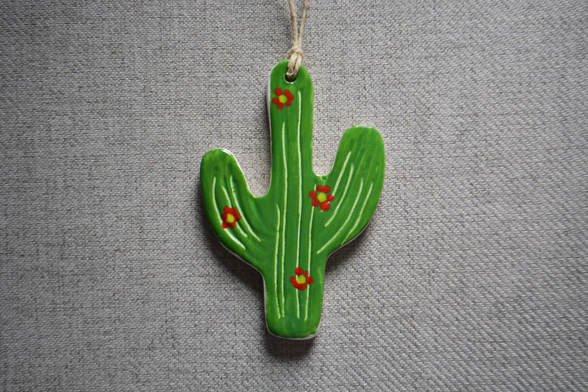 Ceramic Cactus Lover Christmas Ornament - Desert Christmas Tree Decor