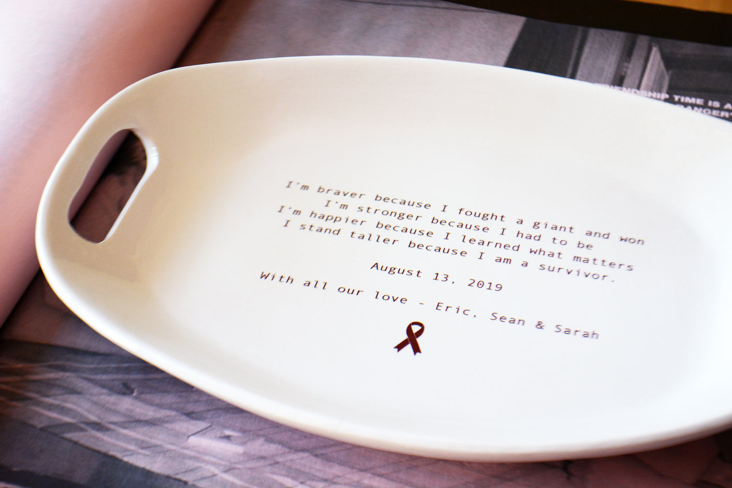 Personalized Cancer Survivor Trinket Dish - Chemotherapy Cancer Recovery Encouragement Gift for Friend, Remission Keepsake