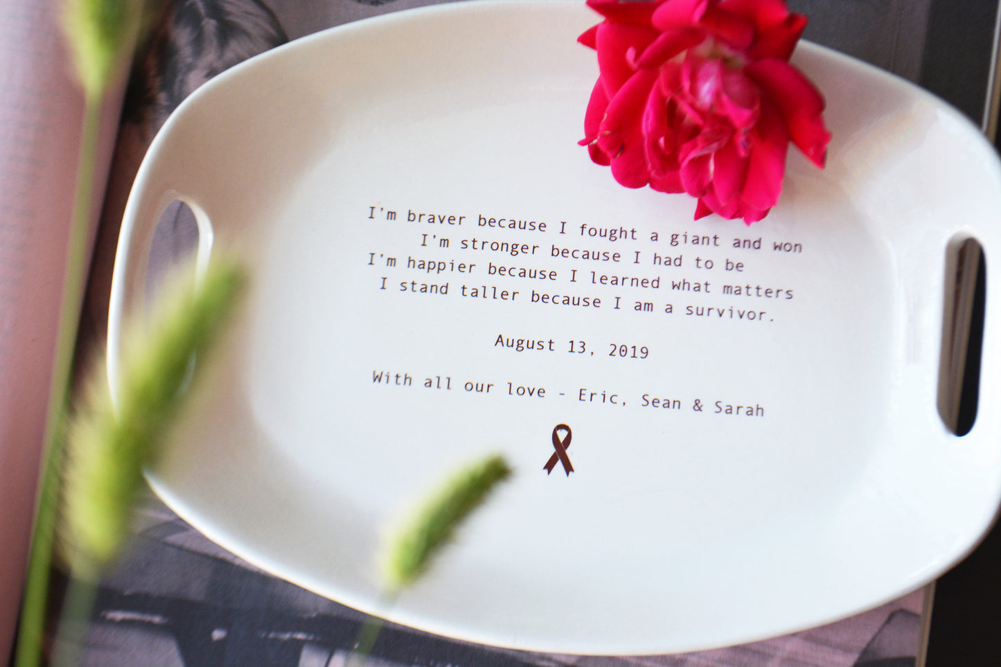 Personalized Cancer Survivor Trinket Dish - Chemotherapy Cancer Recovery Encouragement Gift for Friend, Remission Keepsake