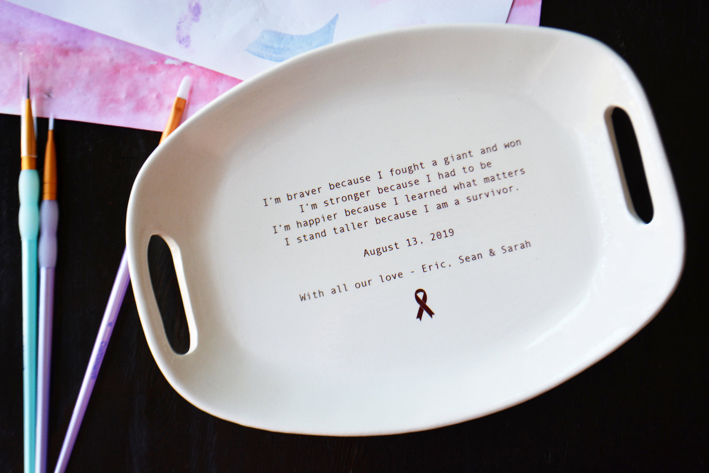 Personalized Cancer Survivor Trinket Dish - Chemotherapy Cancer Recovery Encouragement Gift for Friend, Remission Keepsake