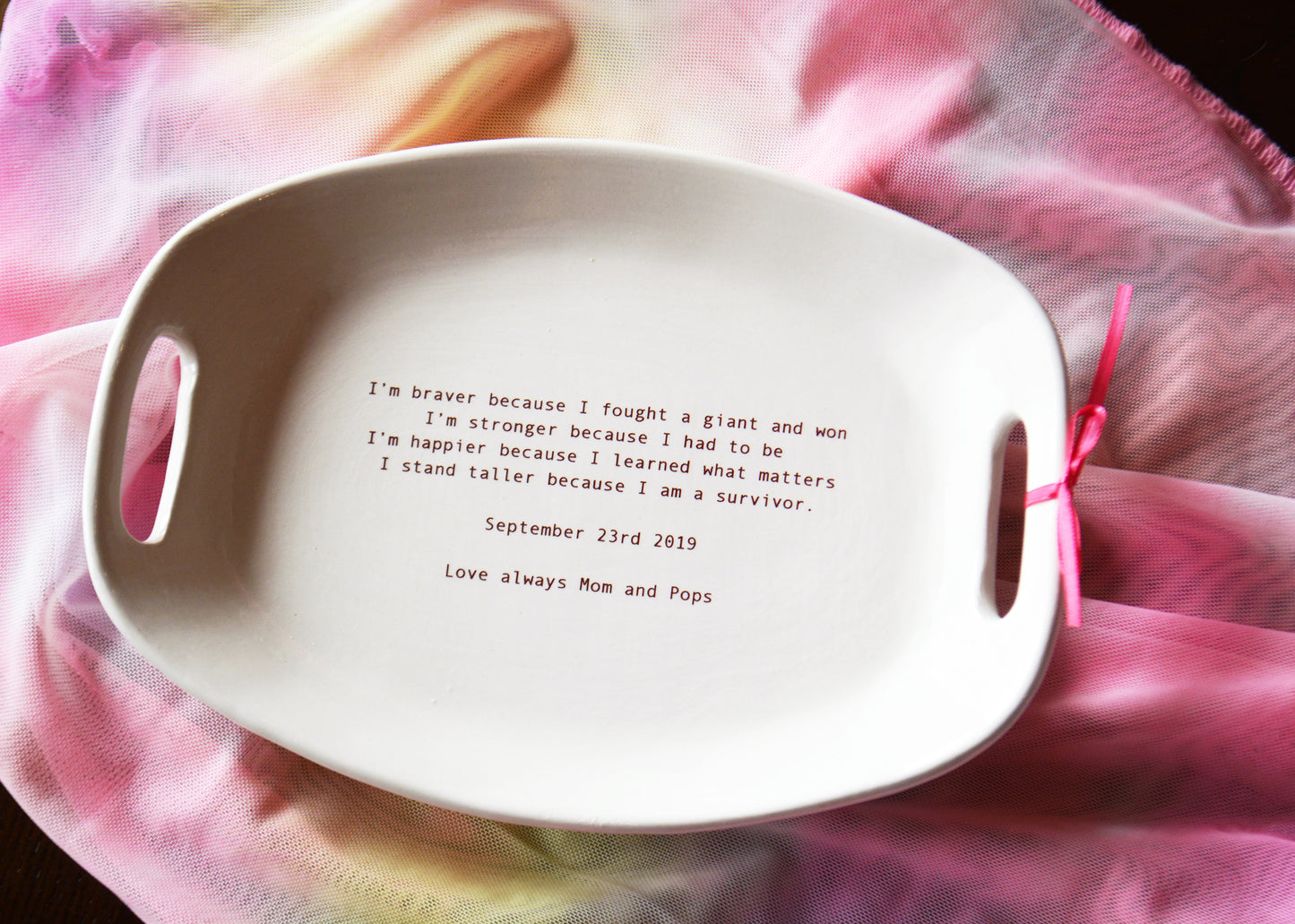Personalized Cancer Survivor Trinket Dish - Chemotherapy Cancer Recovery Encouragement Gift for Friend, Remission Keepsake