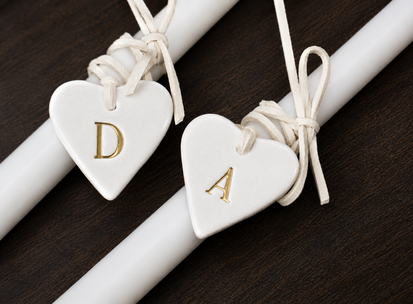 Two Hearts Become One Taper Unity Candles Personalized with Initials