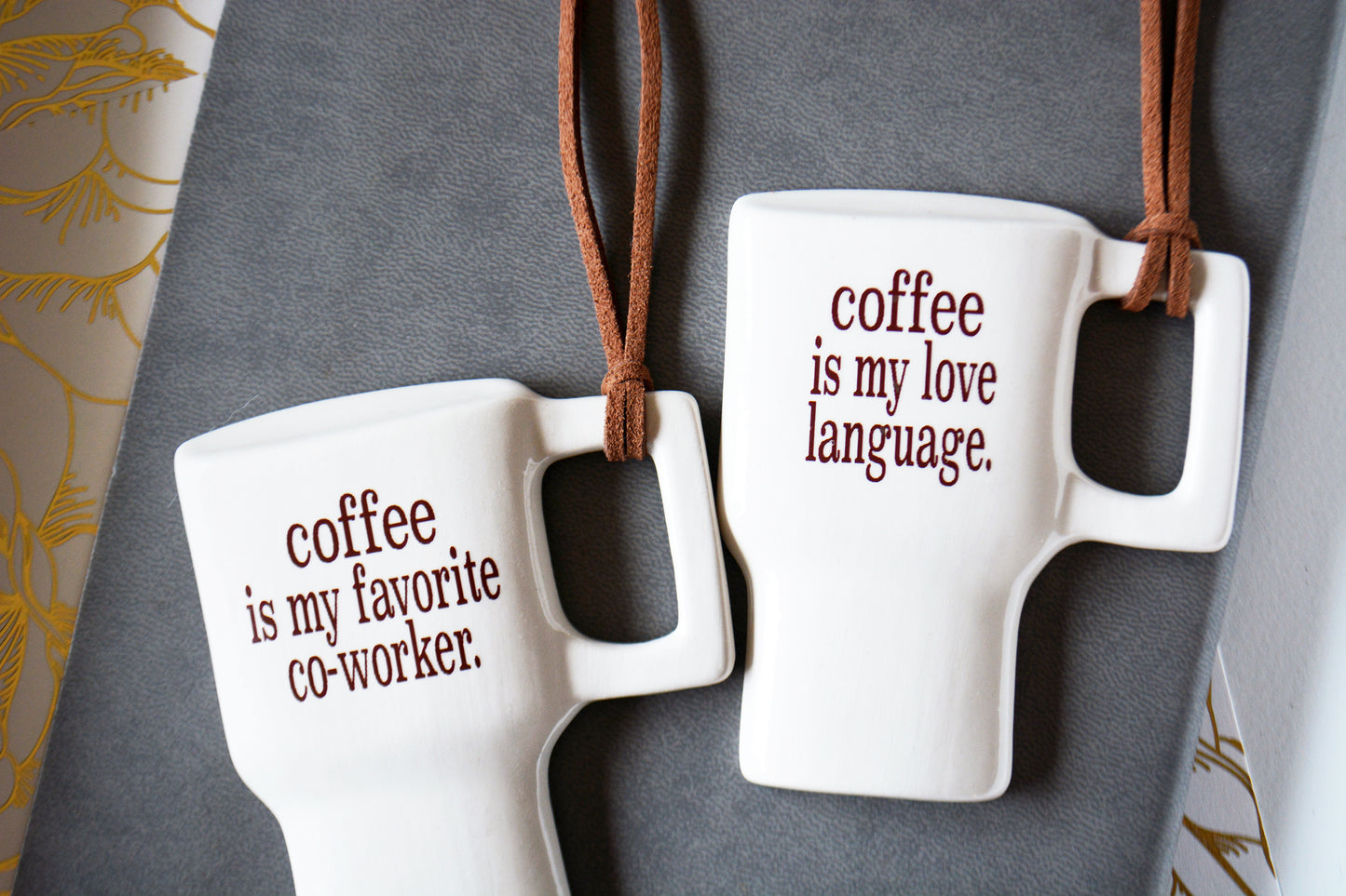 Ceramic Travel Coffee Mug Ornament - Coffee Is My Love Language