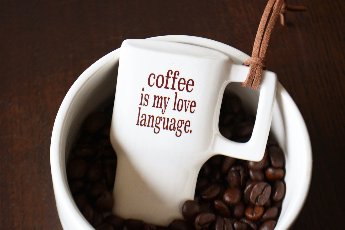 Ceramic Travel Coffee Mug Ornament - Coffee Is My Love Language