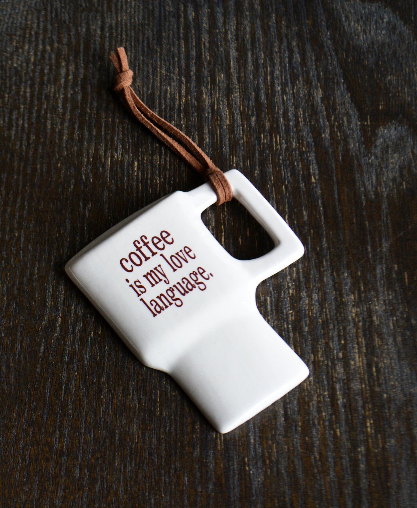 Ceramic Travel Coffee Mug Ornament - Coffee Is My Love Language