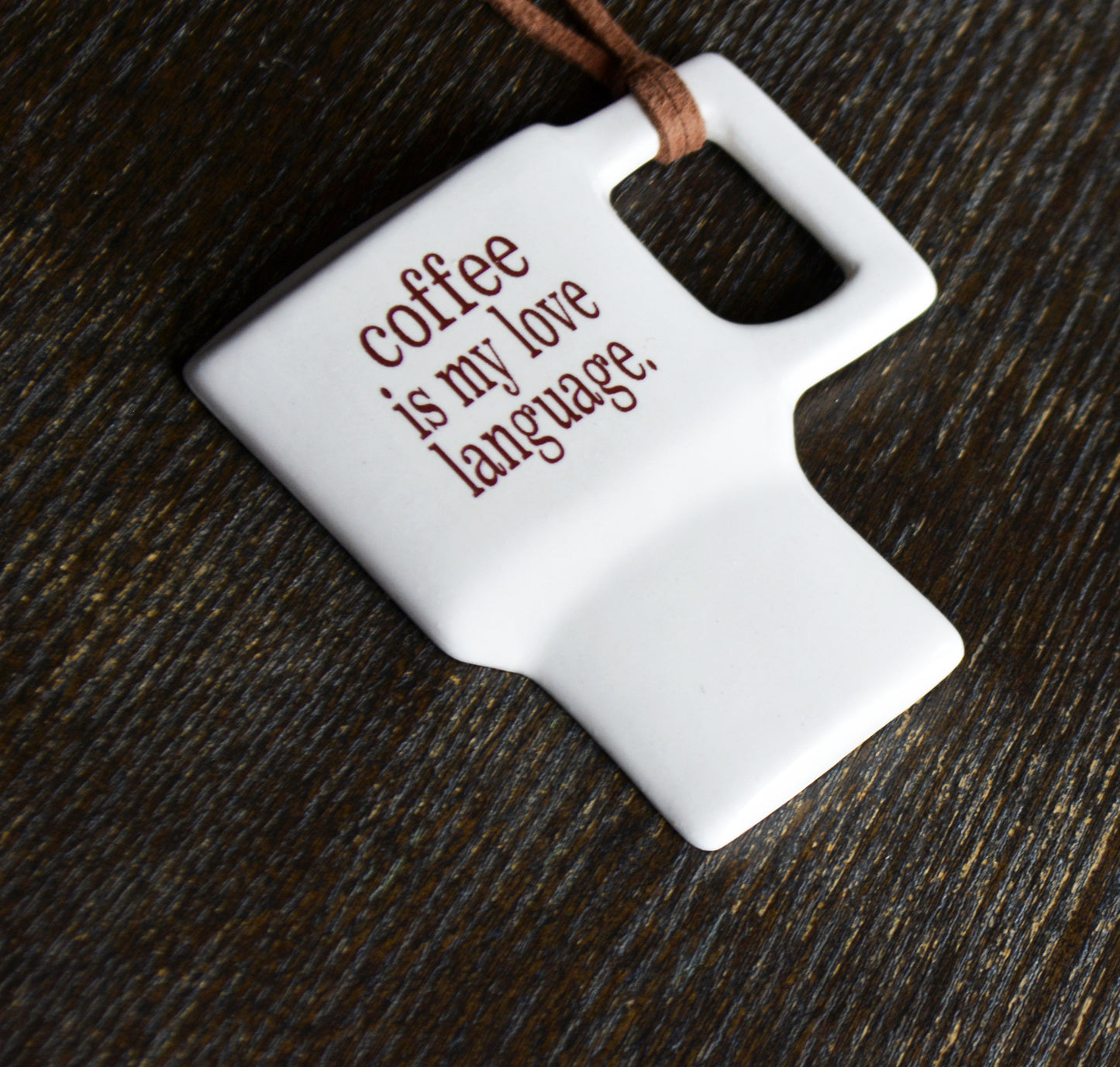 Ceramic Travel Coffee Mug Ornament - Coffee Is My Love Language