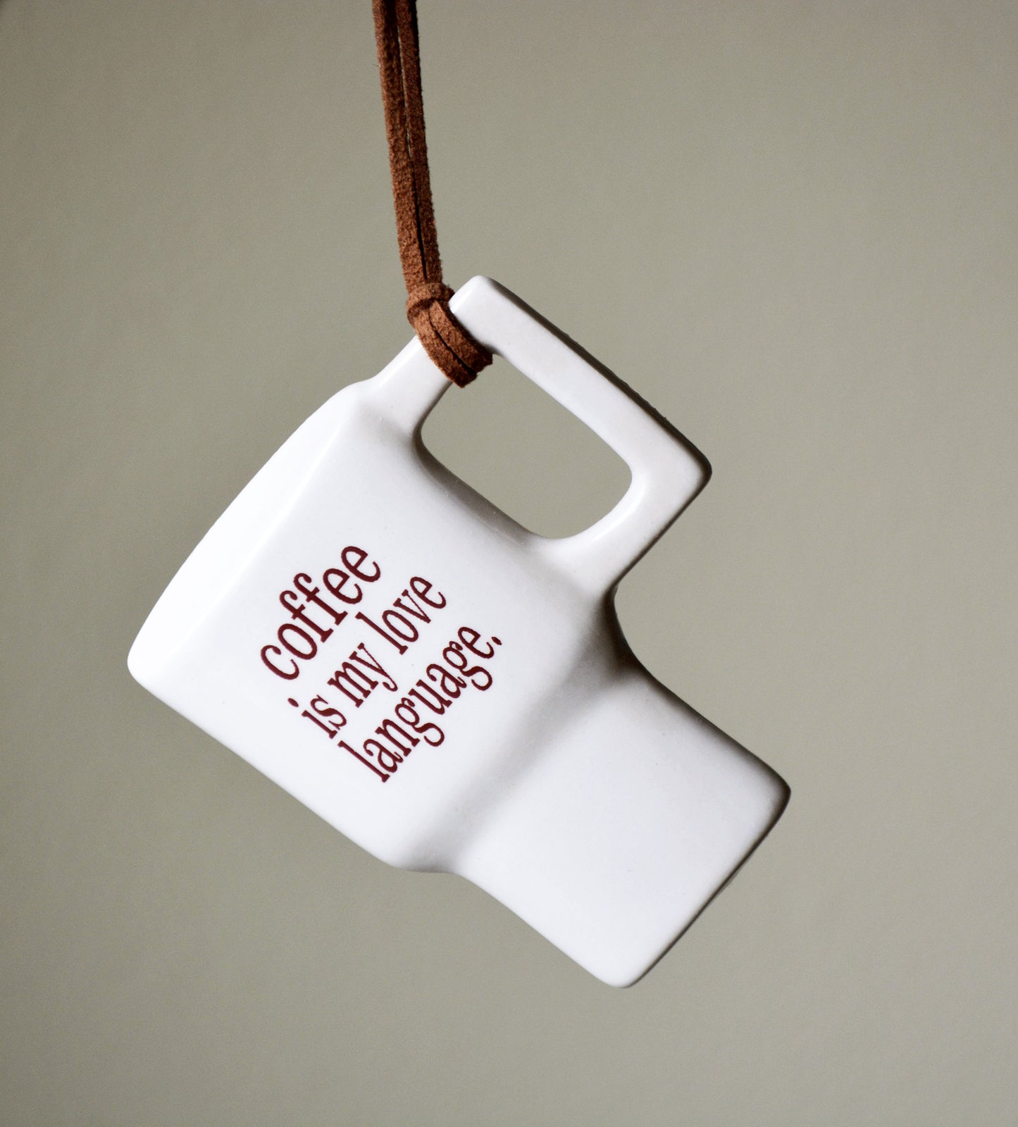 Ceramic Travel Coffee Mug Ornament - Coffee Is My Love Language