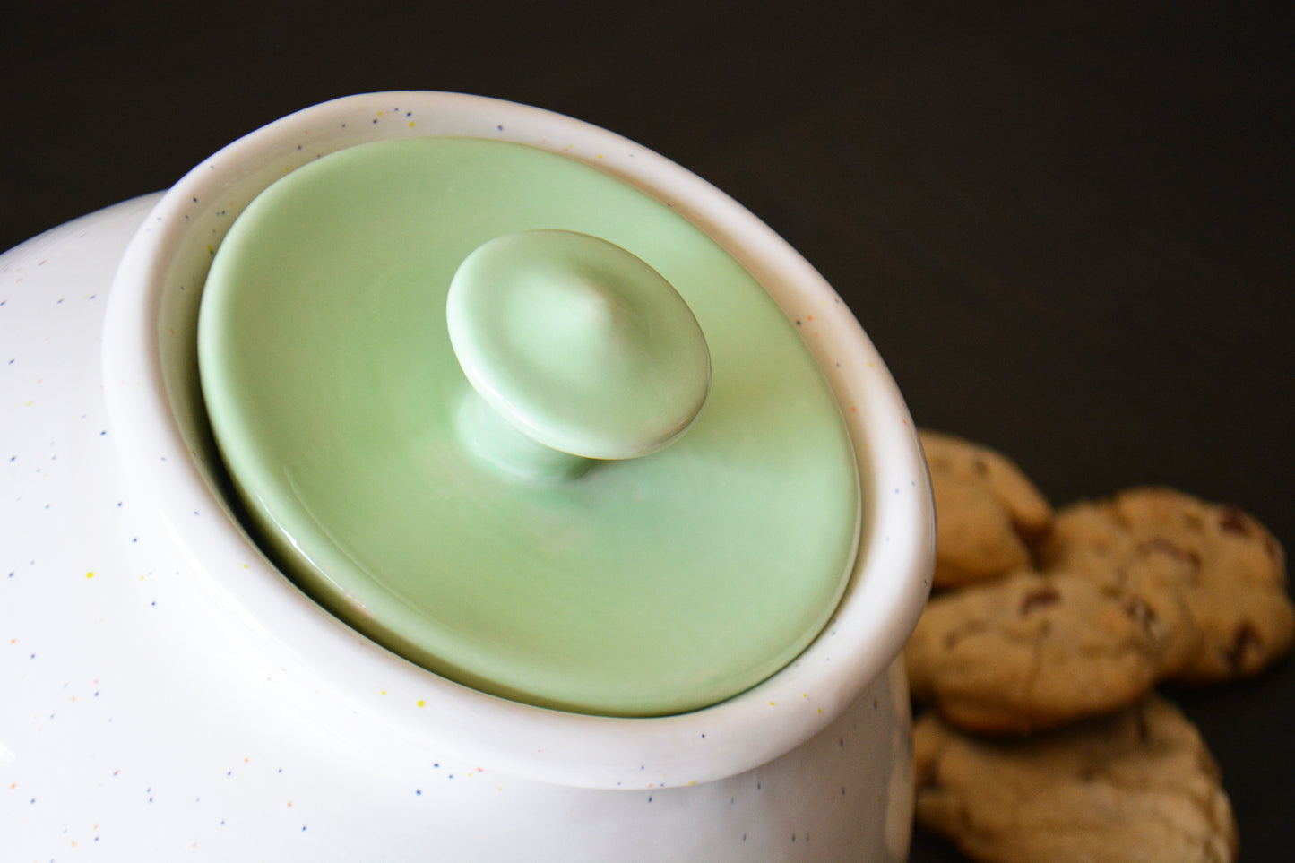 Personalized Round Ceramic Kitchen Cookie Jar with Colored Lid