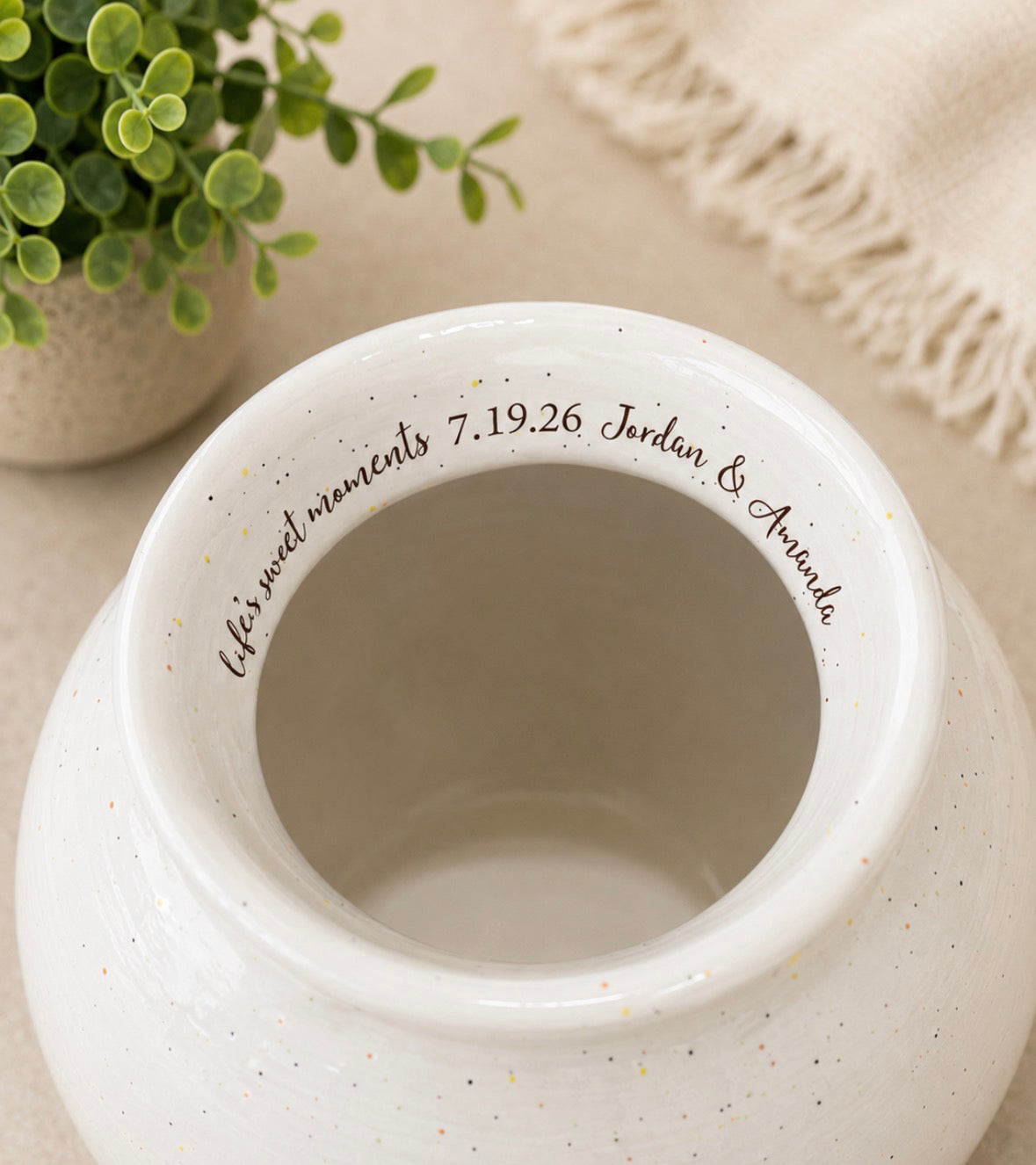 Personalized Round Ceramic Kitchen Cookie Jar with Colored Lid