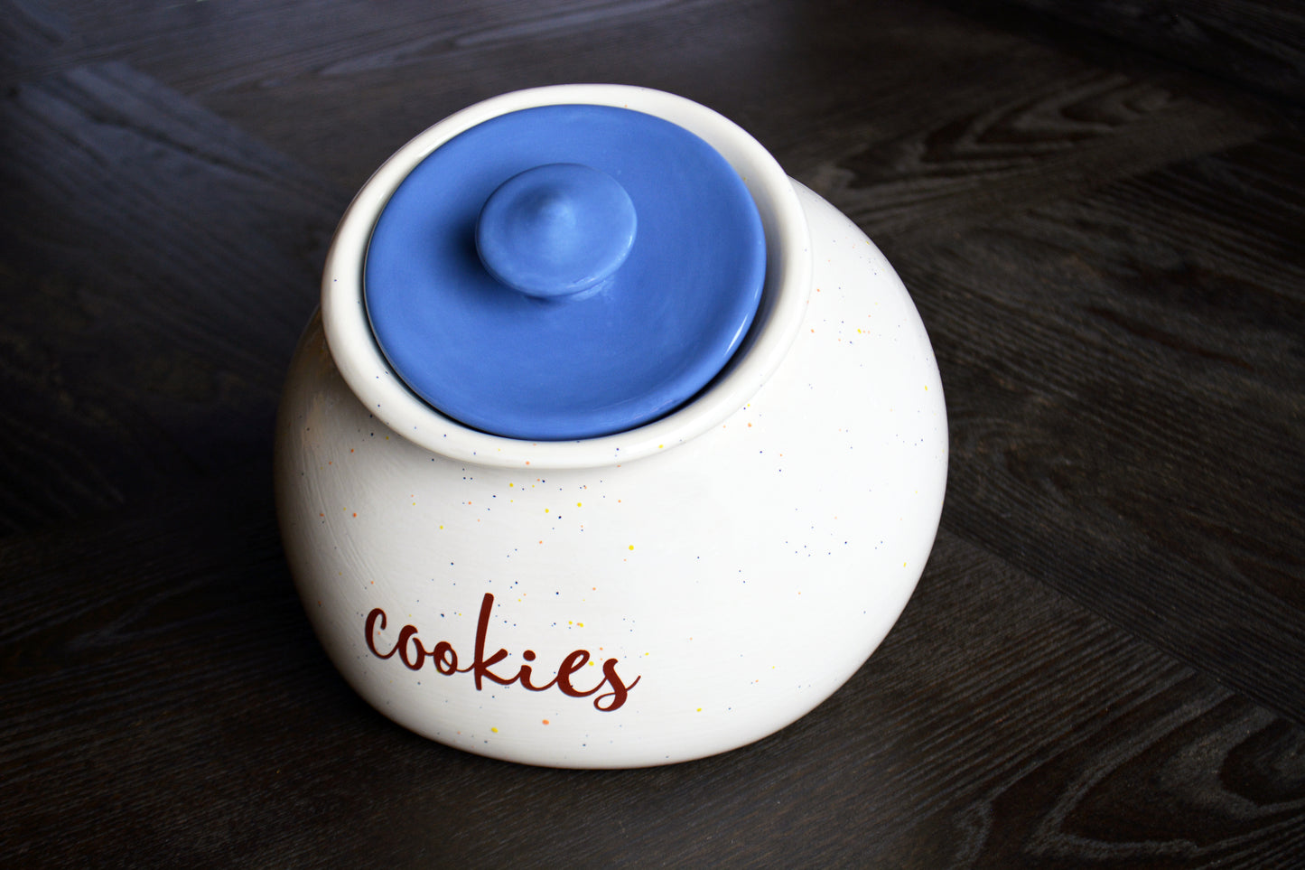 Personalized Round Ceramic Kitchen Cookie Jar with Colored Lid