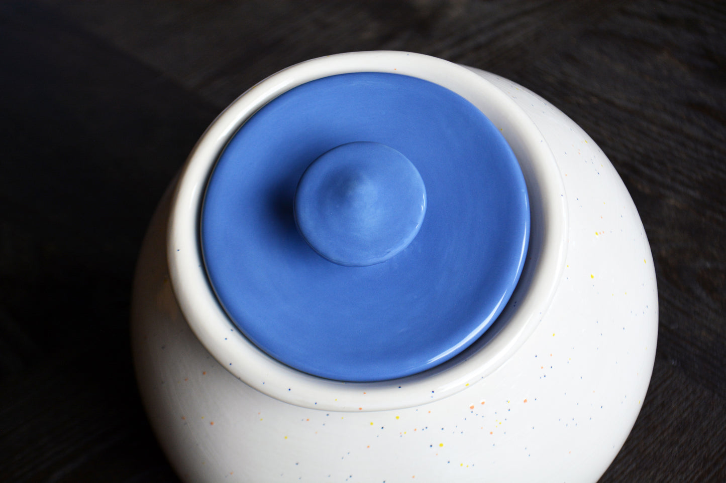 Personalized Round Ceramic Kitchen Cookie Jar with Colored Lid