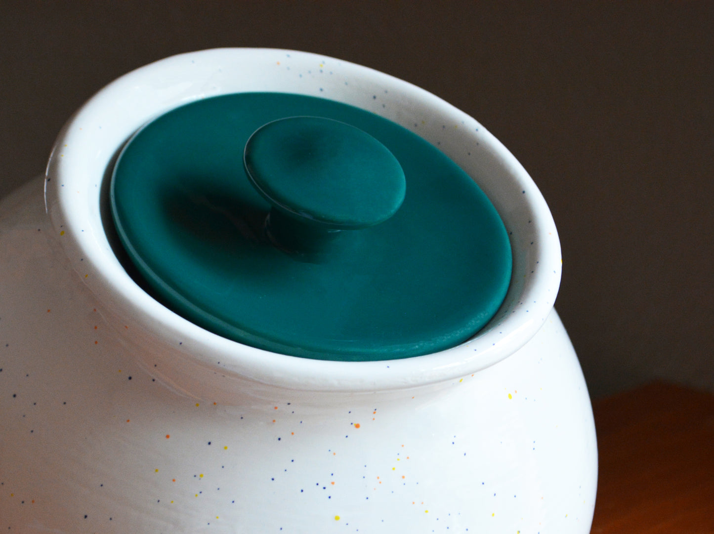 Personalized Round Ceramic Kitchen Cookie Jar with Colored Lid