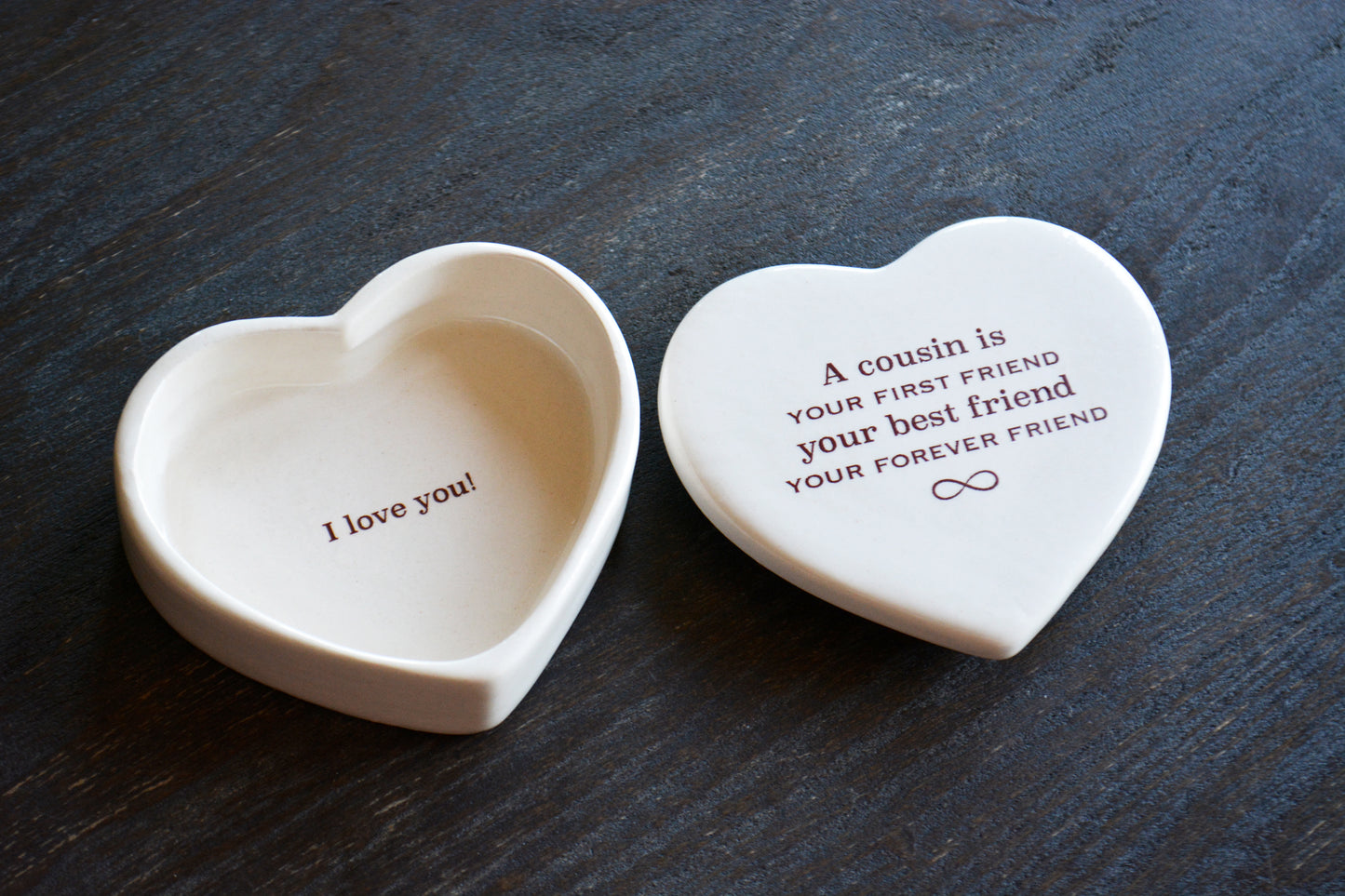 Unique Cousin Heart Keepsake Box - Personalized Wedding or Birthday Gift