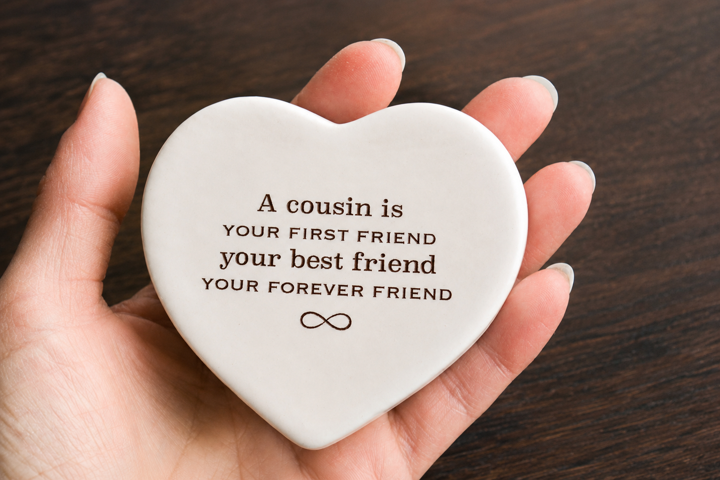 Unique Cousin Heart Keepsake Box - Personalized Wedding or Birthday Gift