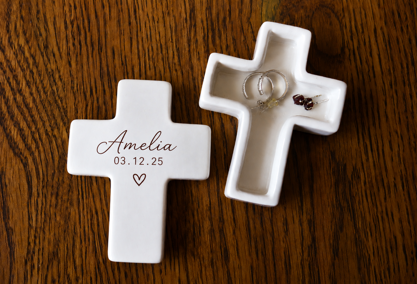 Personalized Religious Cross Keepsake Box - Baptism, Confirmation, Memorial Gift - Christian Trinket Box