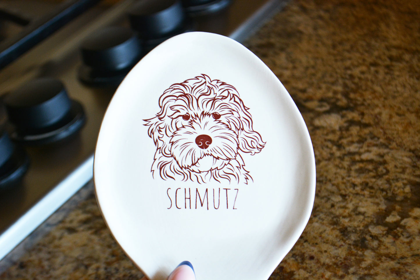 Personalized Ceramic Spoon Rest with Custom Handwritten Message