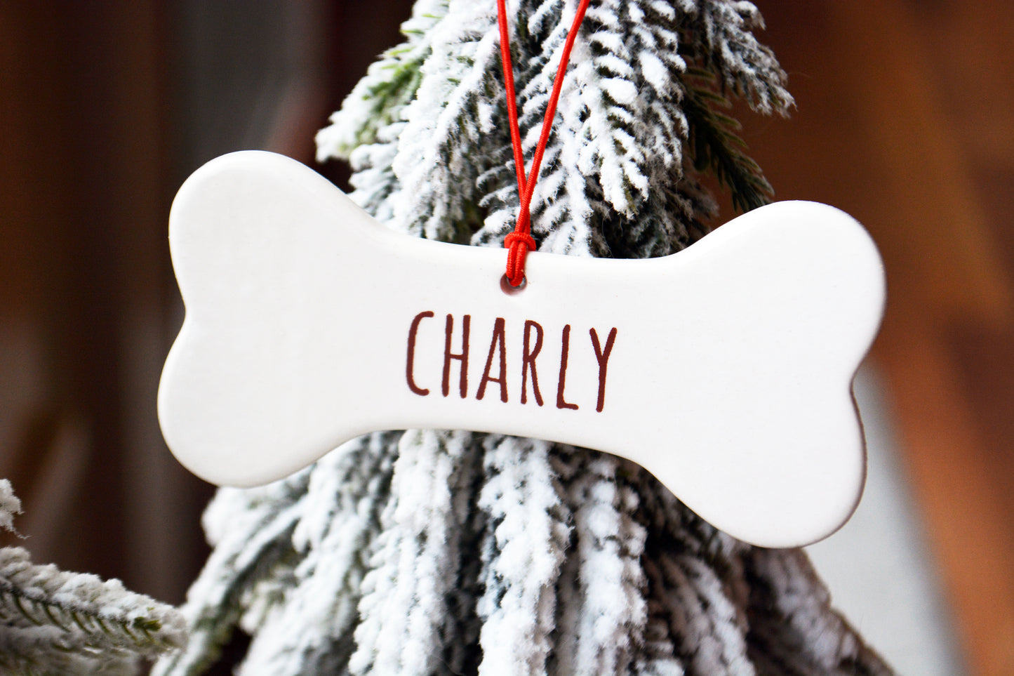 Personalized Ceramic Dog Bone Ornament with Custom Pet Name