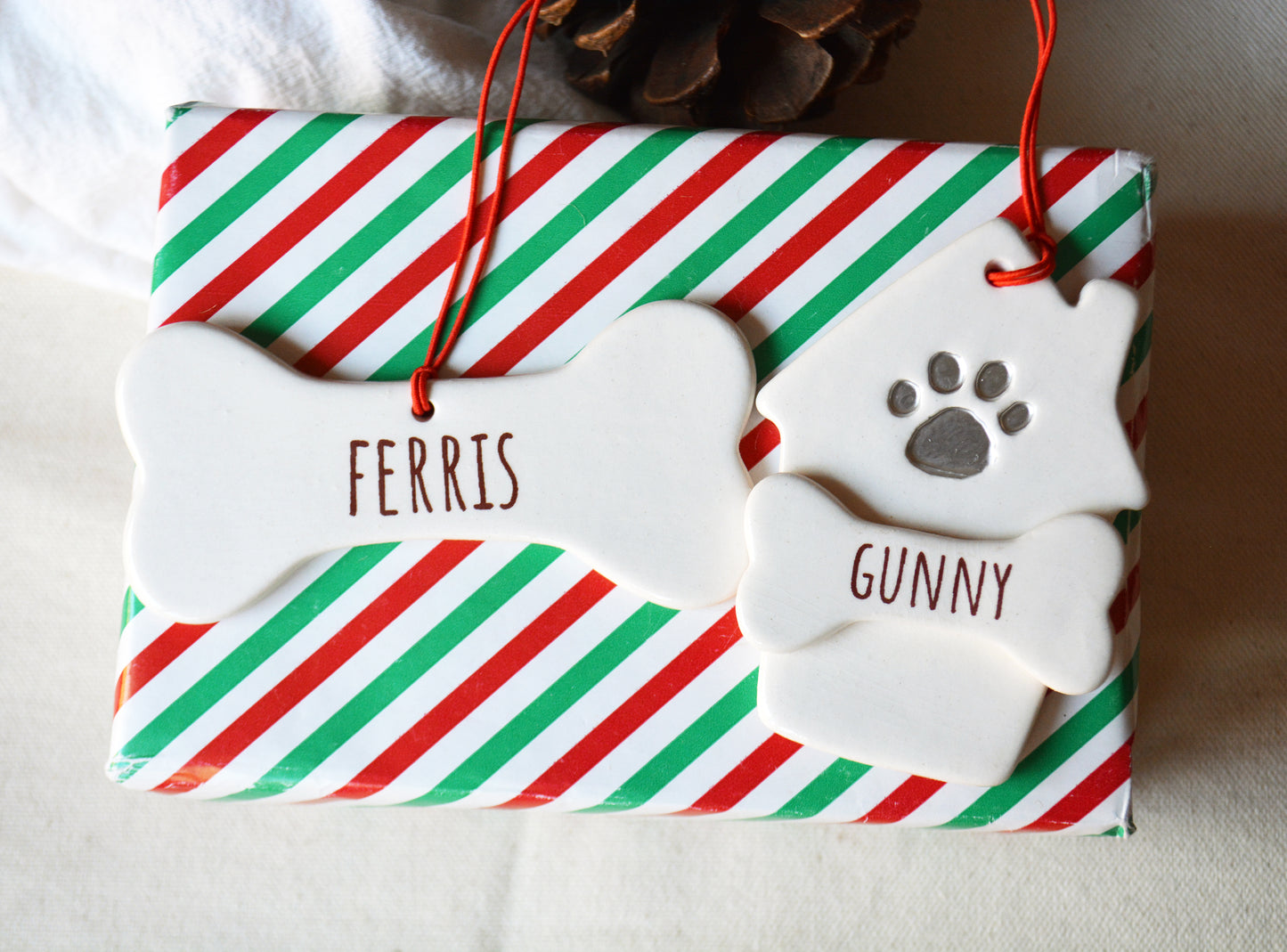 Personalized Dog House Ornament with Dog Bone and Pet Name
