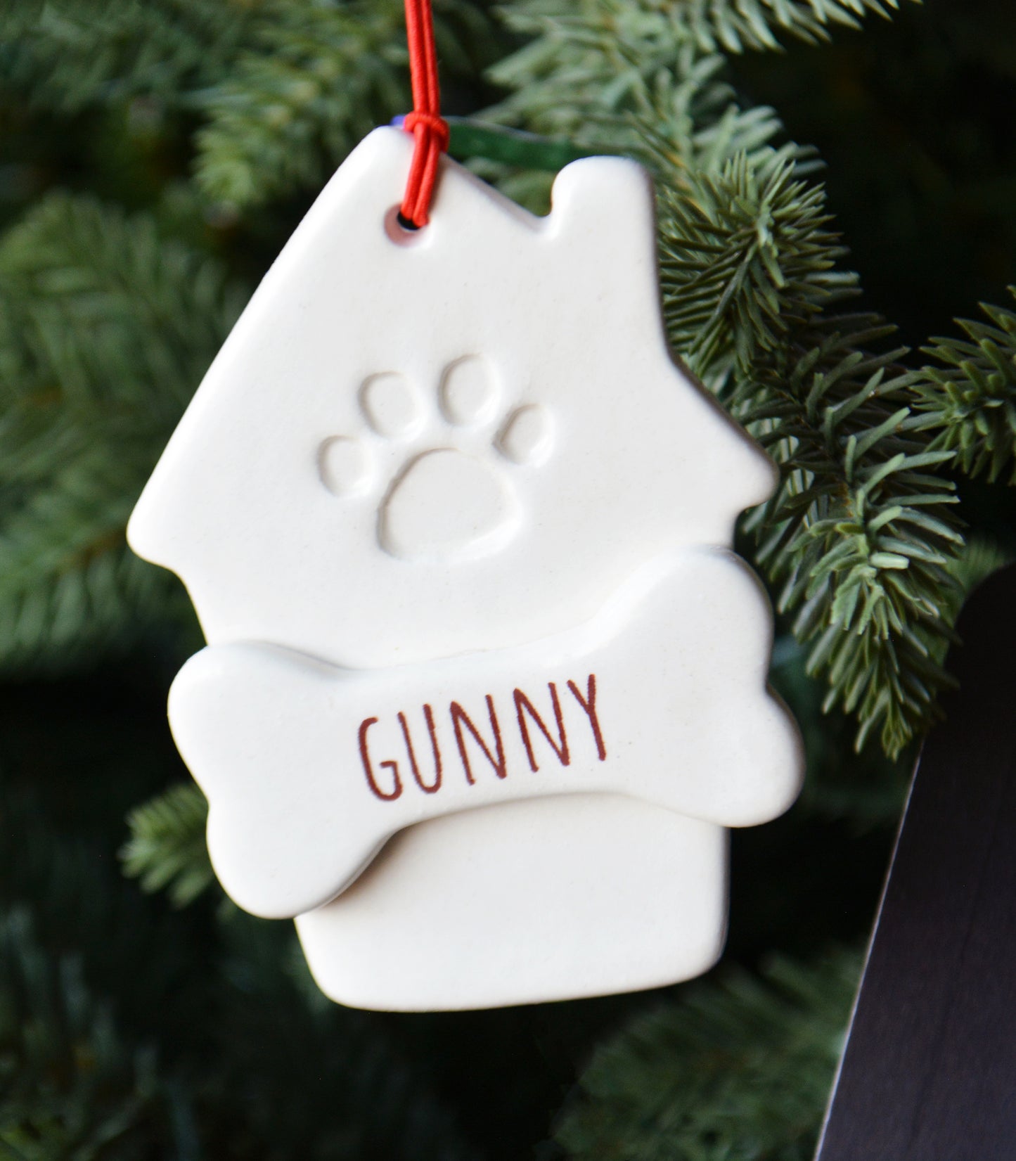 Personalized Dog House Ornament with Dog Bone and Pet Name