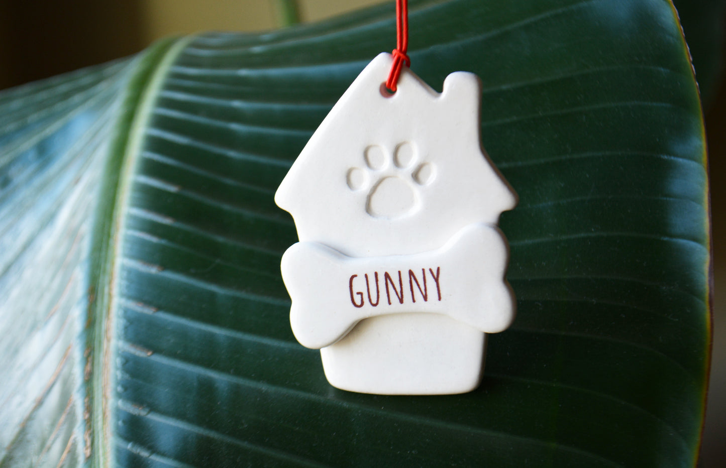 Personalized Dog House Ornament with Dog Bone and Pet Name