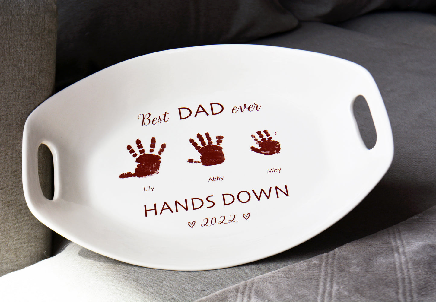 Personalized Father's Day BBQ Platter with Handles - Custom Dad Gift