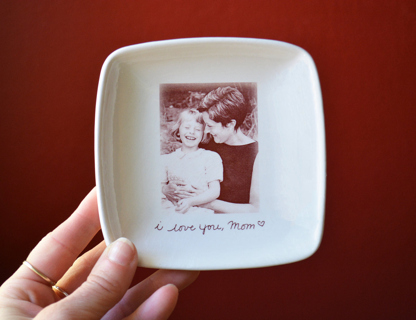 Personalized Photo Jewelry Keepsake Dish - Custom Handwriting Memory Gift