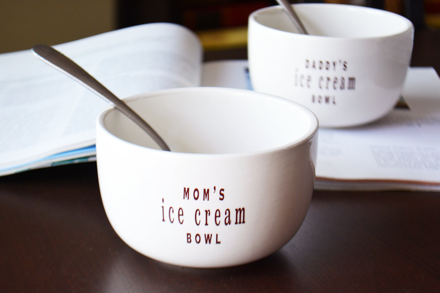 Large Personalized Ice Cream Bowl - Custom Dessert Dish - Ice Cream Lover Gift for Mom, Dad, Grandpa, Sister or Friend