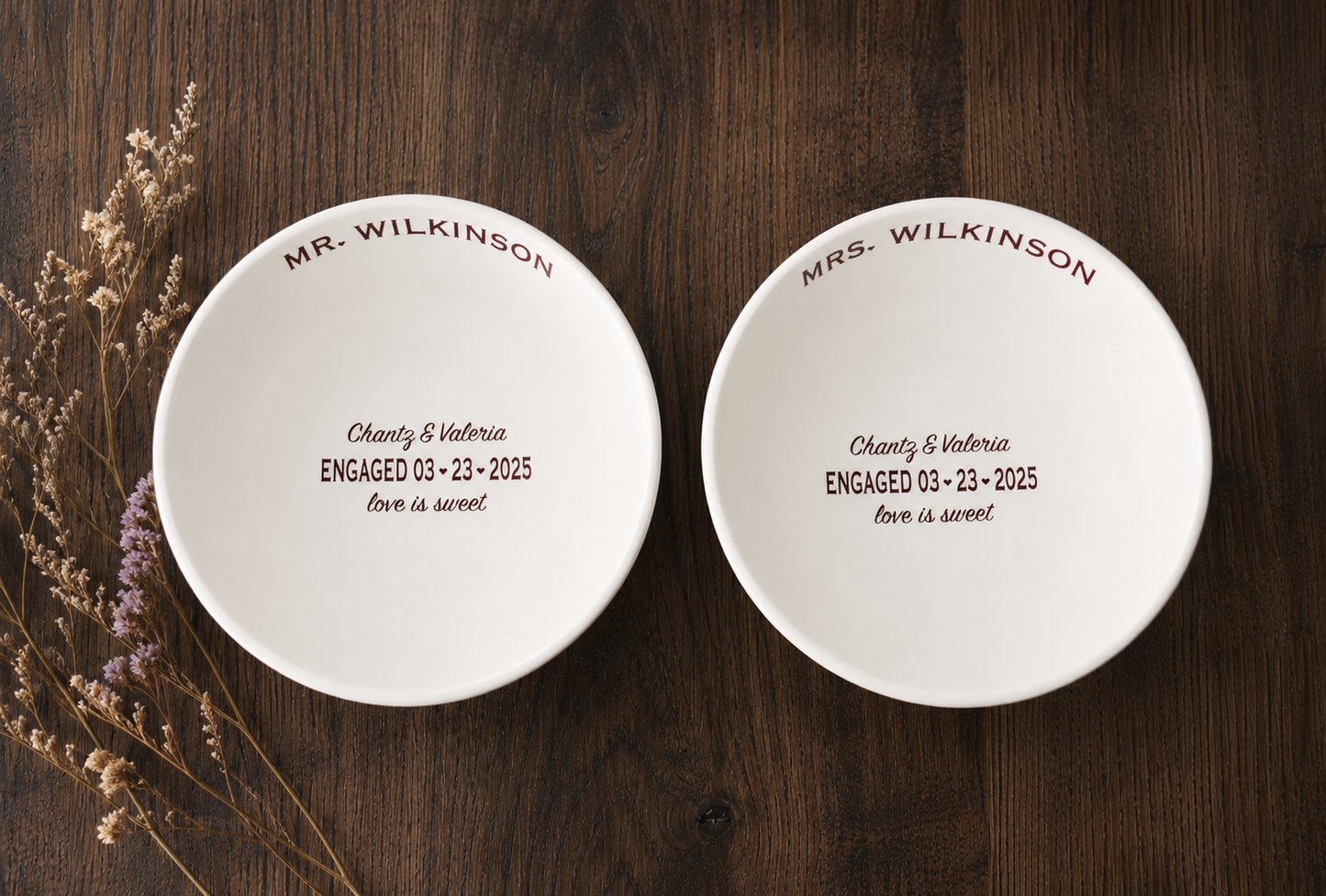 Love is Sweet Mr and Mrs Bride and Groom Ice Cream Bowl Set for Wedding Engagement or Anniversary