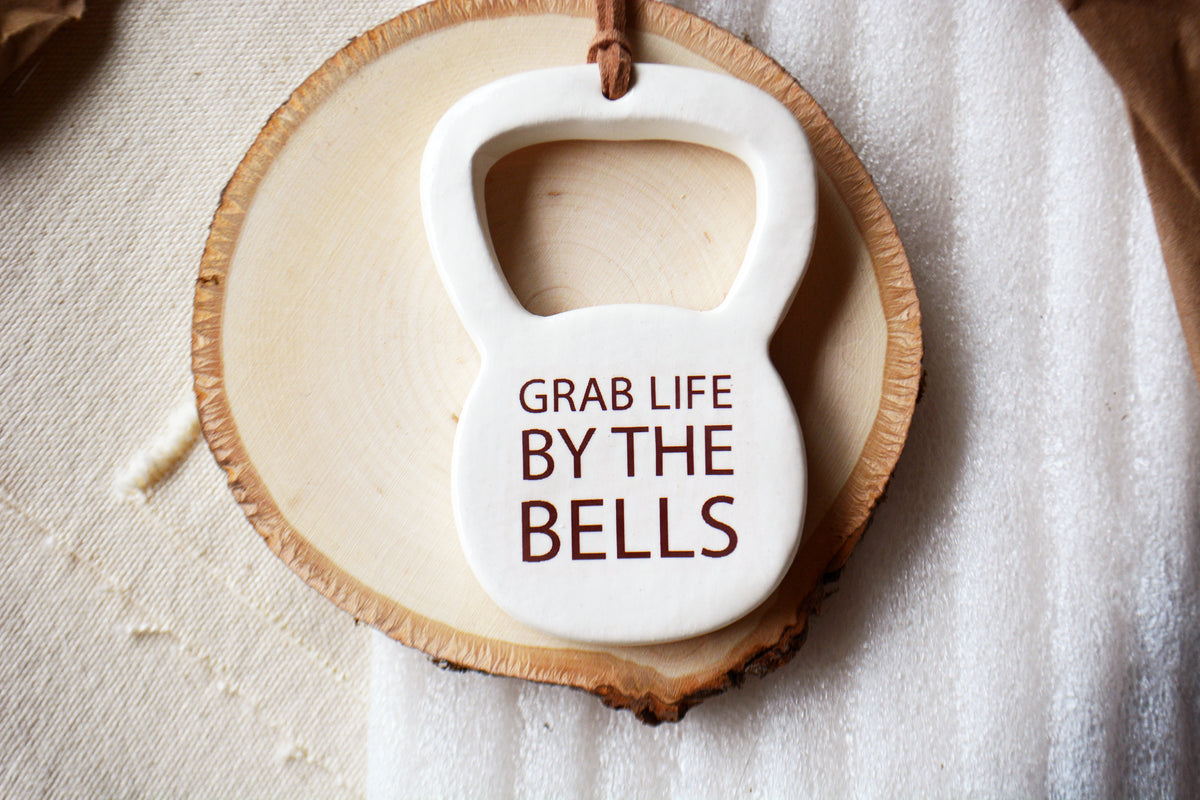 Unique Fitness Christmas Ornament - Handmade Ceramic Kettlebell - Crossfit Gym Gift for Him or Her