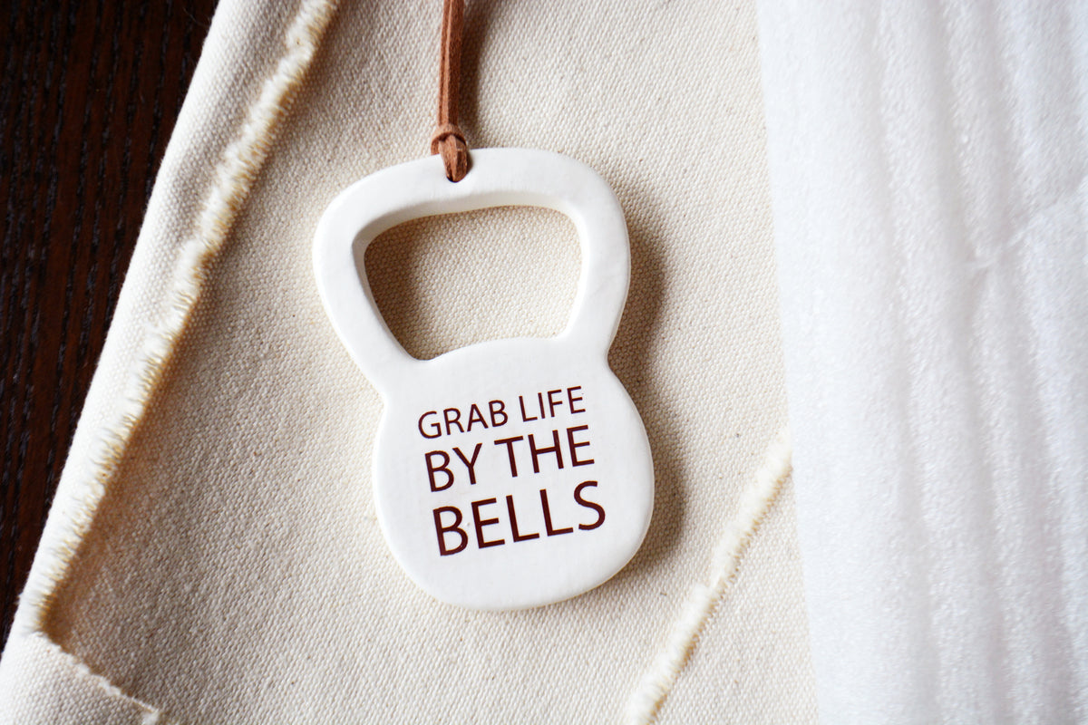Unique Fitness Christmas Ornament - Handmade Ceramic Kettlebell - Crossfit Gym Gift for Him or Her