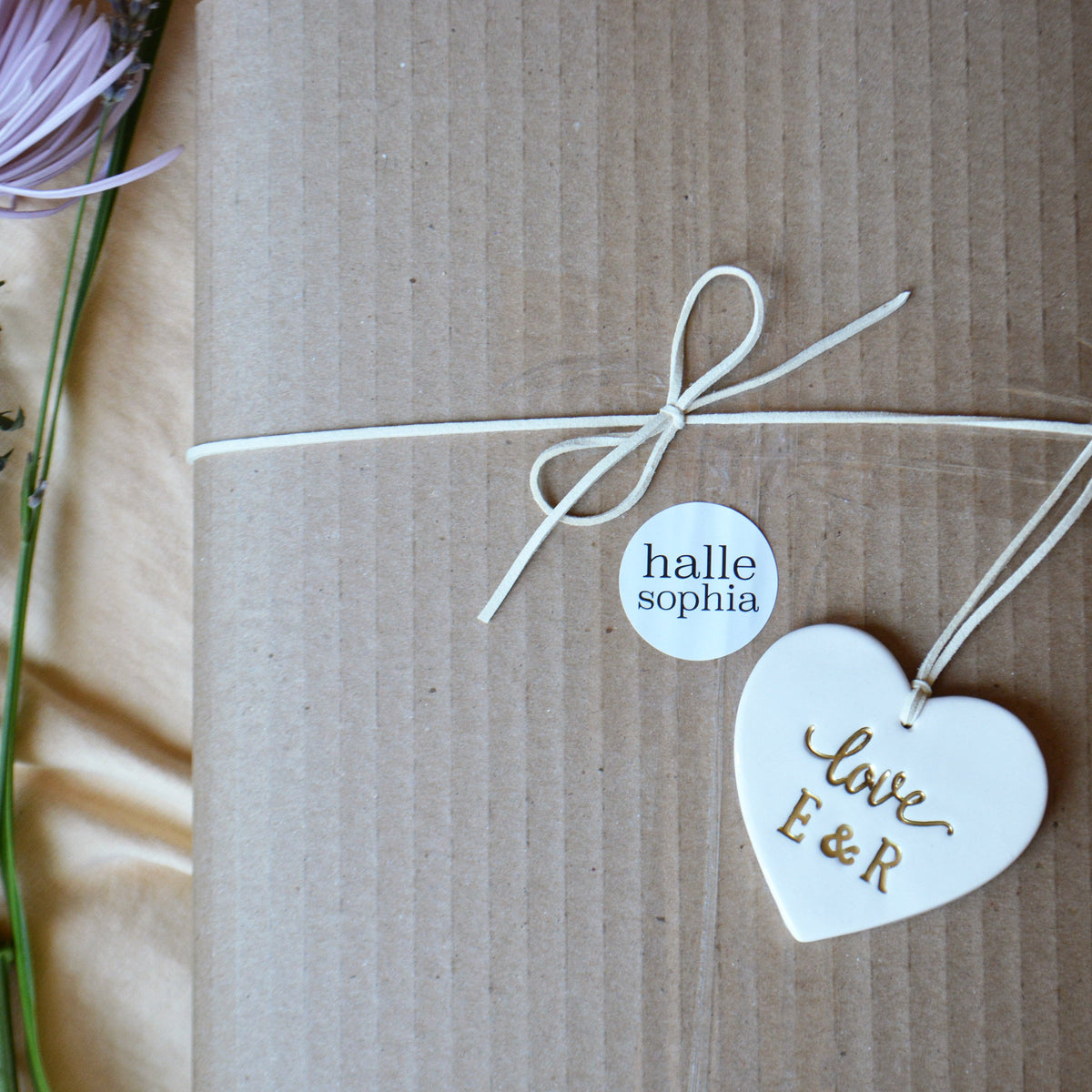 Personalized Ceramic Heart Ornament with Initials - Romantic I Love You Gift - First Christmas Together