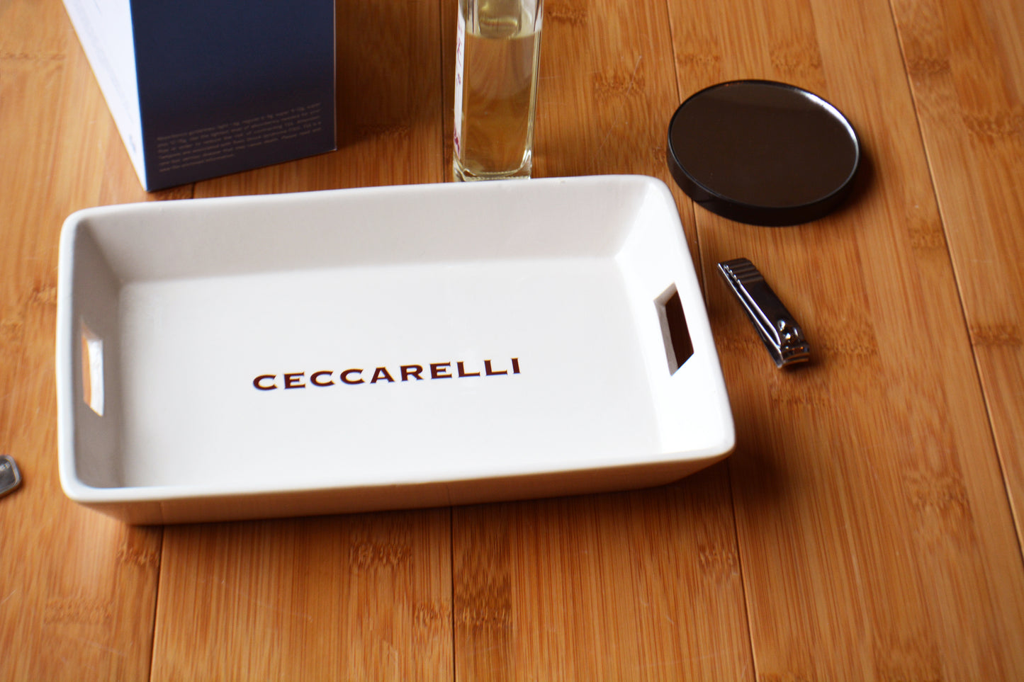 Personalized Rectangular Entryway Catchall Tray - Ceramic Key and Accessory Dish for Dresser, Nightstand, Bathroom or Kitchen