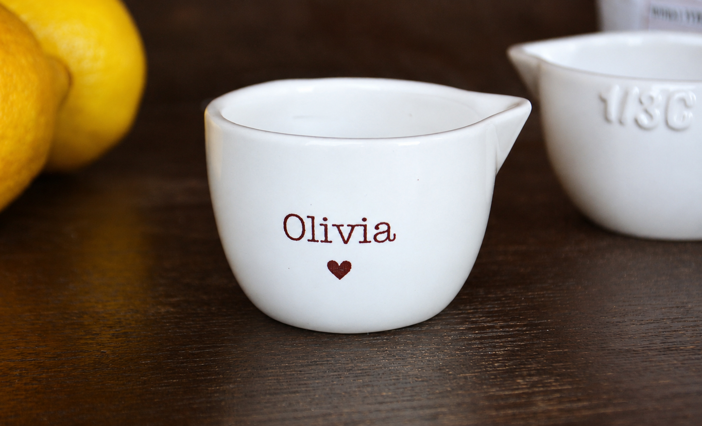 Personalized Ceramic Nesting Measuring Cups Set - Custom Handwritten Gift for Daughter, Bride, Mom or Baking Lover - 1/2 Cup 1/3 Cup 1/4 Cup